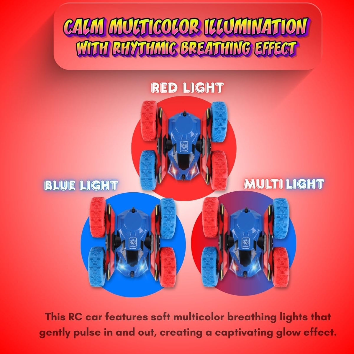 RC Stunt Car Remote Control Cars with Lights Double-Sided Driving Indoor Outdoor Toys Gifts for Boys and Girls Ages 4 5 6 8 7 8 9 11 12 Blue & Red