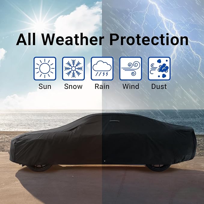 iCarCover Custom Car Cover Compatible with Camaro 1974-1981, Waterproof All Weather Rain Snow UV Sun Protector Full Exterior Indoor Outdoor Car Covers, Stripe (Black/Gray)