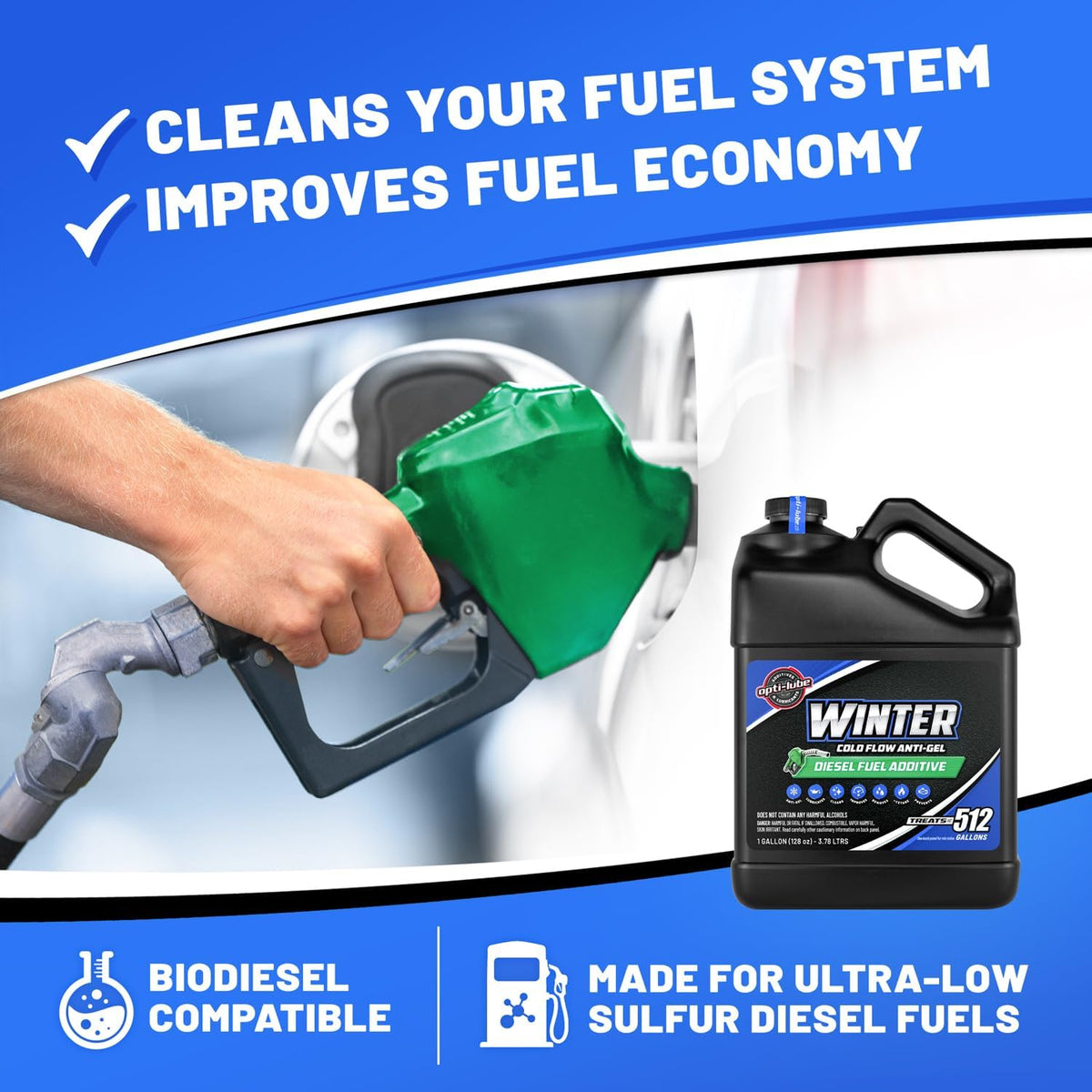 Opti-Lube Winter Formula Anti-Gel Diesel Fuel Additive: Gallon (4 Gallons (Treats 2048 Gallons))