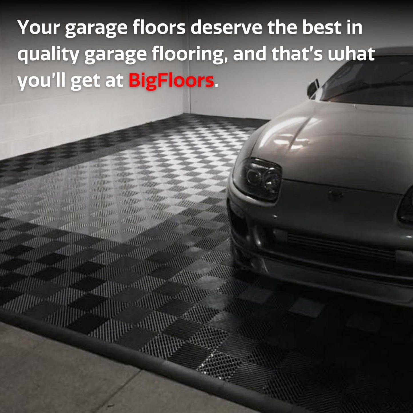 Big Floors RaceDeck Free-Flow Open Rib Self-Draining Design, Durable Copolymer Plastic Interlocking Modular Garage Flooring Tile (24 Pack), Red