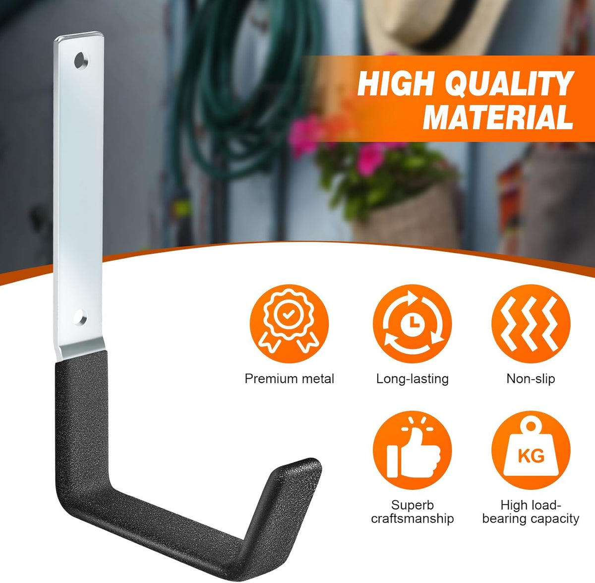 Garage Hooks Heavy Duty Bike Hooks for Garage Set of 8 Tool Organizers and Storage Wall Mount Storage Tool Holder Hanger for Garden Shed Shop Ladder