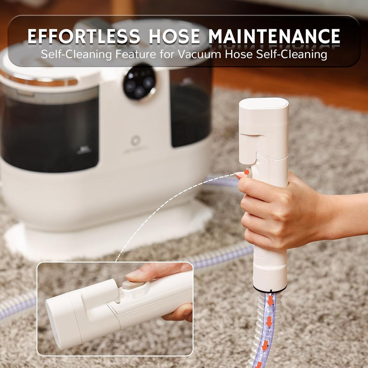 Airthereal Portable Upholstery Spot Cleaner, Instant Heating Carpet Cleaner Machine, Shampooer Machine with Self-Cleaning, 14 Kpa Stain Remover Deep Cleaner for Pets, Stairs, Car Seat and Couch