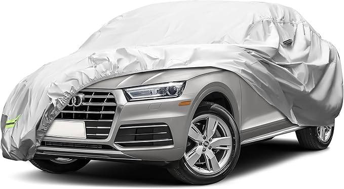 YOLENY Car Cover Waterproof All Weather Full Exterior Covers with Zipper,Universal Fit Sedan Dodge Challenger,Chevrolet Impala,Toyota Avalon,Cadillac Deville/Seville, Lexus ES etc.(UP to 201 inch)