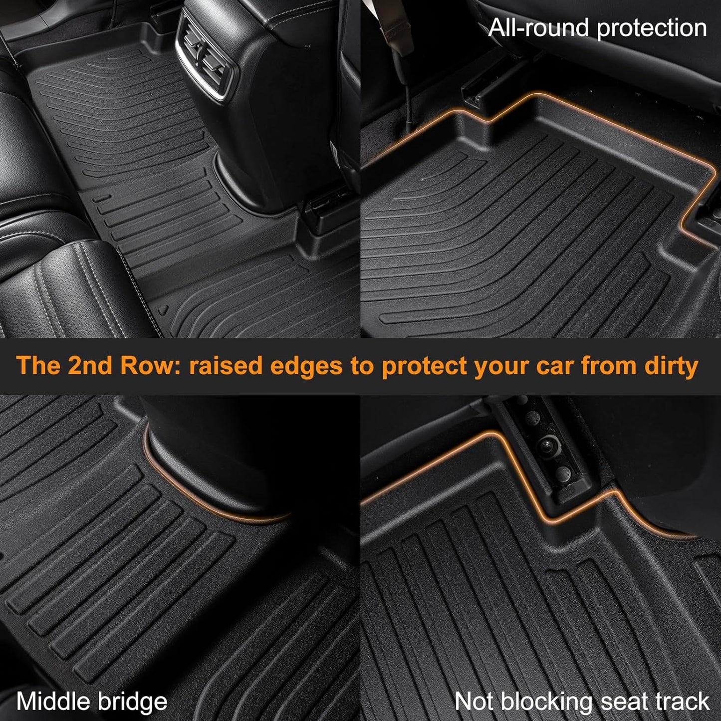 Binmotor-Floor Mats & Cargo Liner Set for Ford Escape 2013-2019, All Weather Car Floor Mat for Ford Escape Accessories, Rubber Mats TPE Car Liners Escape Trunk Liner Trunk Mat