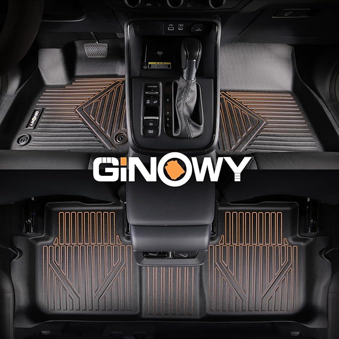 GINOWY-Floor Mats & Cargo Liner for Honda CRV 2023 2024 2025 2026 (Include Hybrid) TPE All Weather 2024 CRV Hybrid Car Mats Non-Slip Trunk Mat 2025 CR-V Floor Liners Waterproof Accessories Mats Black