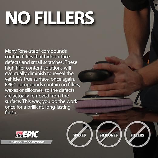 Malco Epic Heavy-Duty Car Polishing Compound – Best Deep Scratch Remover | All-in-One Compound for Polishing Car Paint | Dust-Free, Swirl-Free Finish | Removes P1500 Sand Scratches | 32 Oz. (109032)