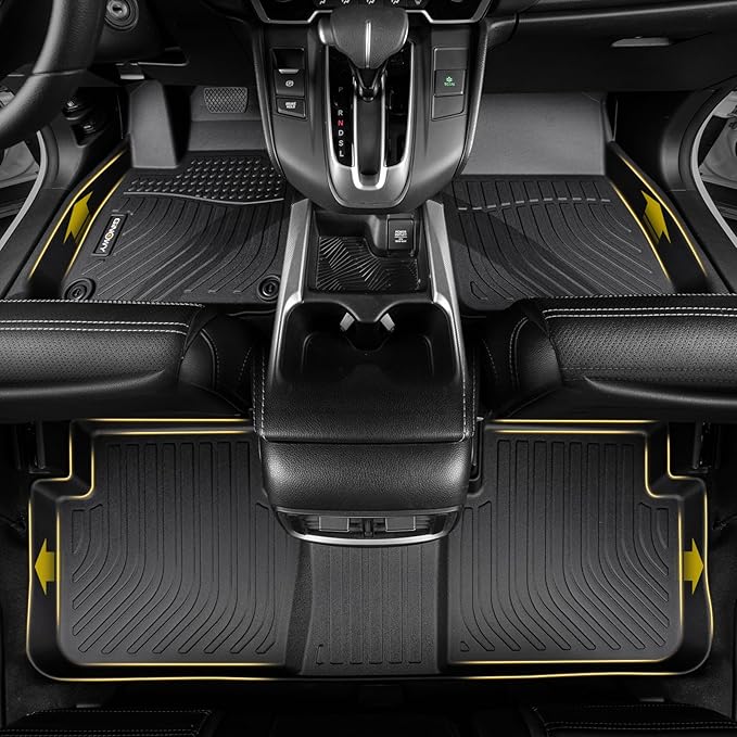 GINOWY-Floor Mats & Cargo Liner for Chevy Suburban/GMC Yukon XL 2021-2024 2025 7 Seats Bucket Seat, TPE All Weather Protection Car Mats, Custom Non-Slip Trunk Mat Suburban Accessories Black