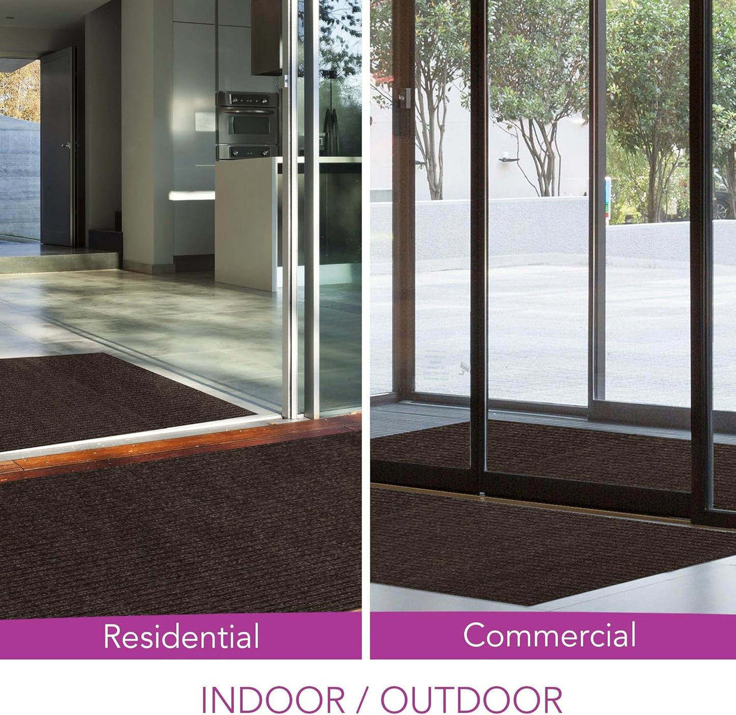 iCustomRug Spartan Weather Warrior Indoor/Outdoor Utility Ribbed Carpet Runner with Non-Slip Thermoplastic Rubber Backing, 6ft X 9ft in Brown