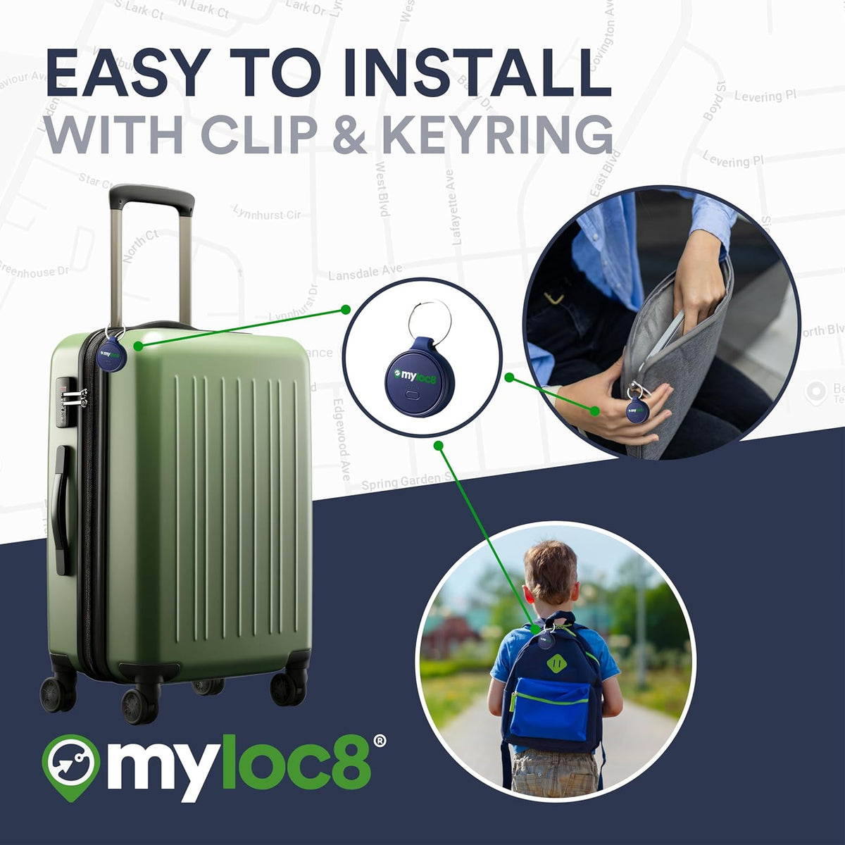Highly Precise GPS Tracker for Keys, Backpack, Luggage & Kids – Built-in SIM, SOS Button - Smart Tag with Real-Time Tracking, Waterproof, iOS & Android Locator Device