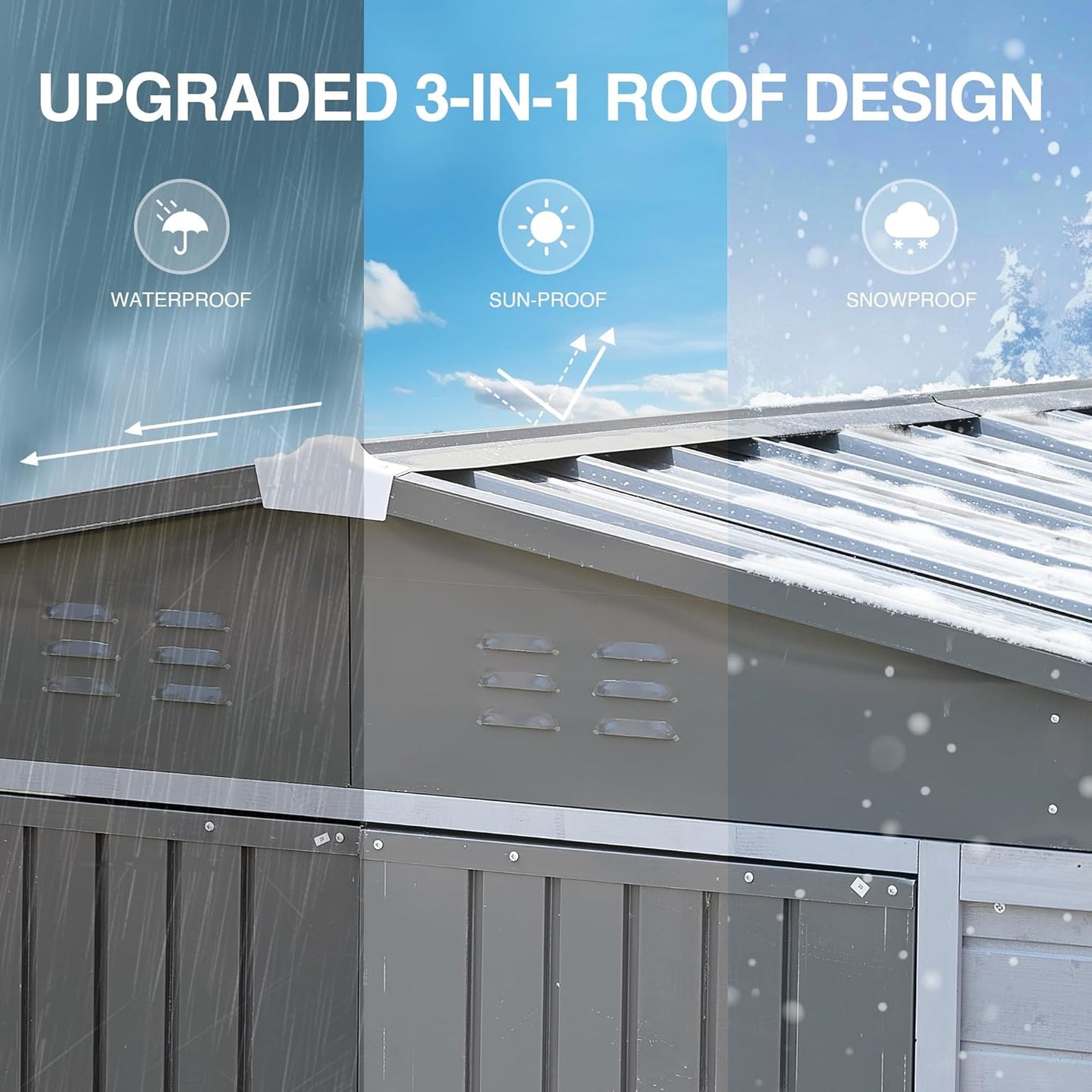 MyVoice 8x8 FT Wooden Outdoor Storage Shed with 4 Vents & 2 Adjustable Windows, DIY Cedar Tool Shed Kit, Garden Bike Firewood Storage, Waterproof Backyard Outdoor Shed for Patio, Lawn, Yard & Garage
