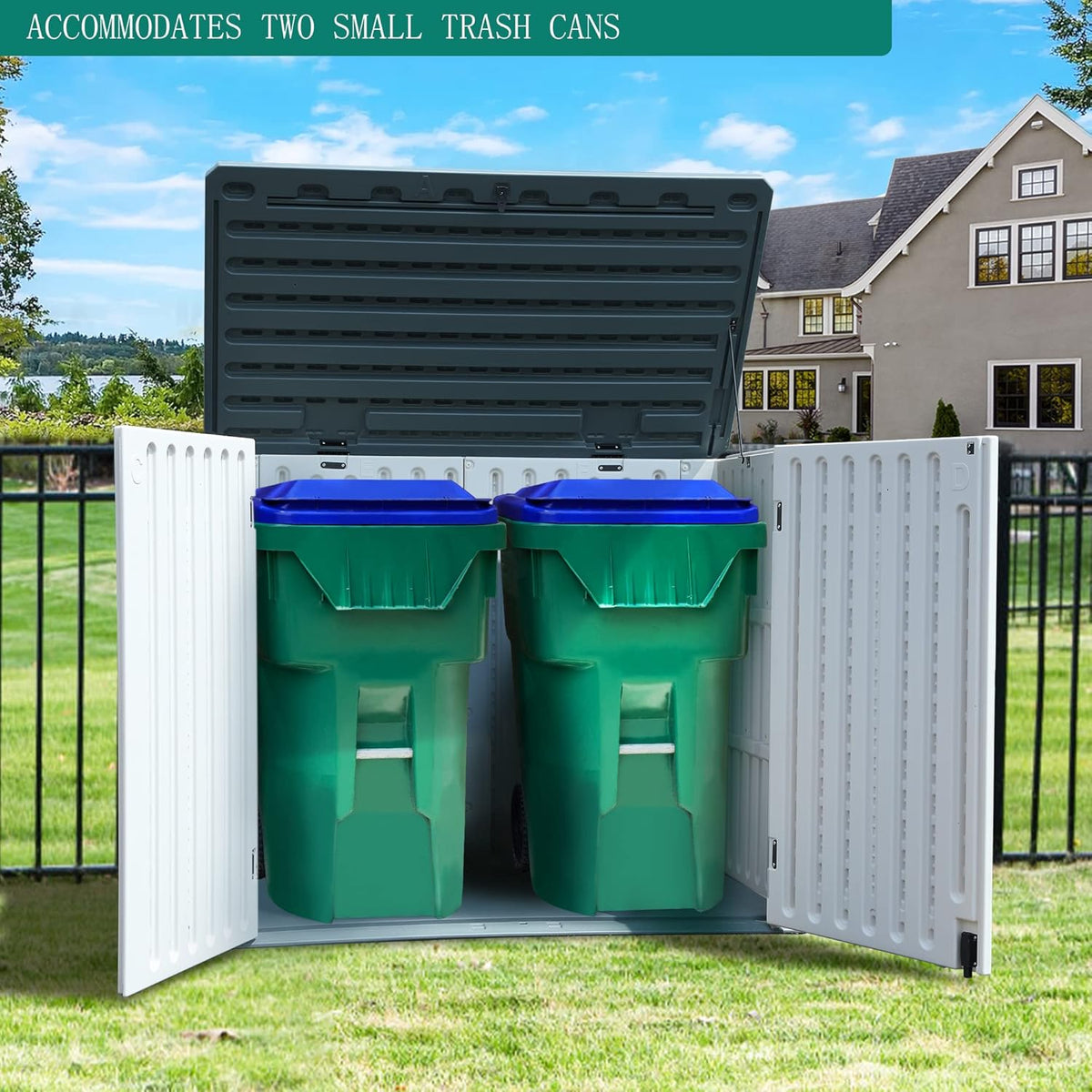 YITAHOME Outdoor Horizontal Storage Sheds w/o Shelf, 35 Cu Ft Lockable Resin Waterproof Shed, Ideal for Garden Tools, Easy to Assemble, Light Gray
