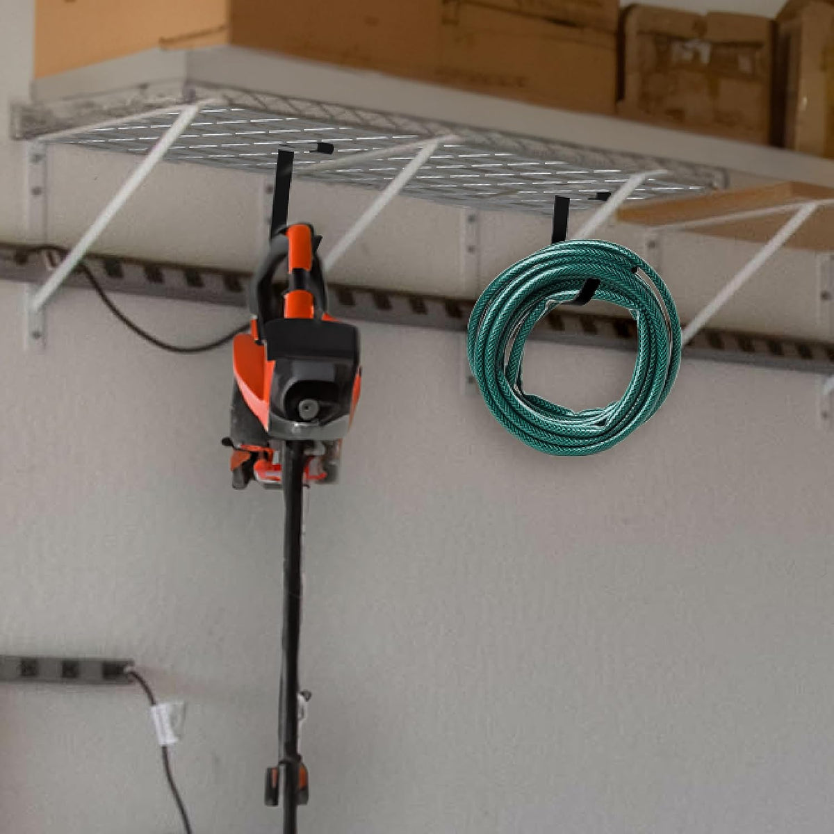 Bike Hooks for Garage Ceiling Mount Rack โ Heavy Duty 4X8 Overhead Garage Storage Rack for Ceiling Hanging Bicycle Shelves, Add on Storage Flat Hooks Accessory and Wall Hanger (Flat Hook 8 Pack)