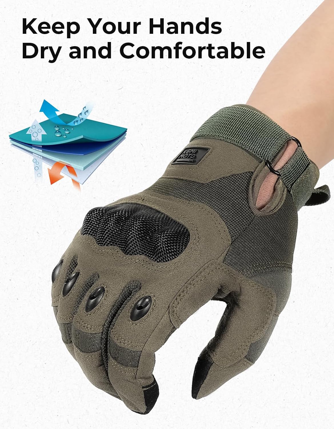 KEMIMOTO Tactical Gloves for Men, Touchscreen Motorcycle Gloves with Hard Shell & Palm Padding for Sports Motorcycle Cycling Tactical Airsoft Paintball Hunting Hiking Camping Climbing