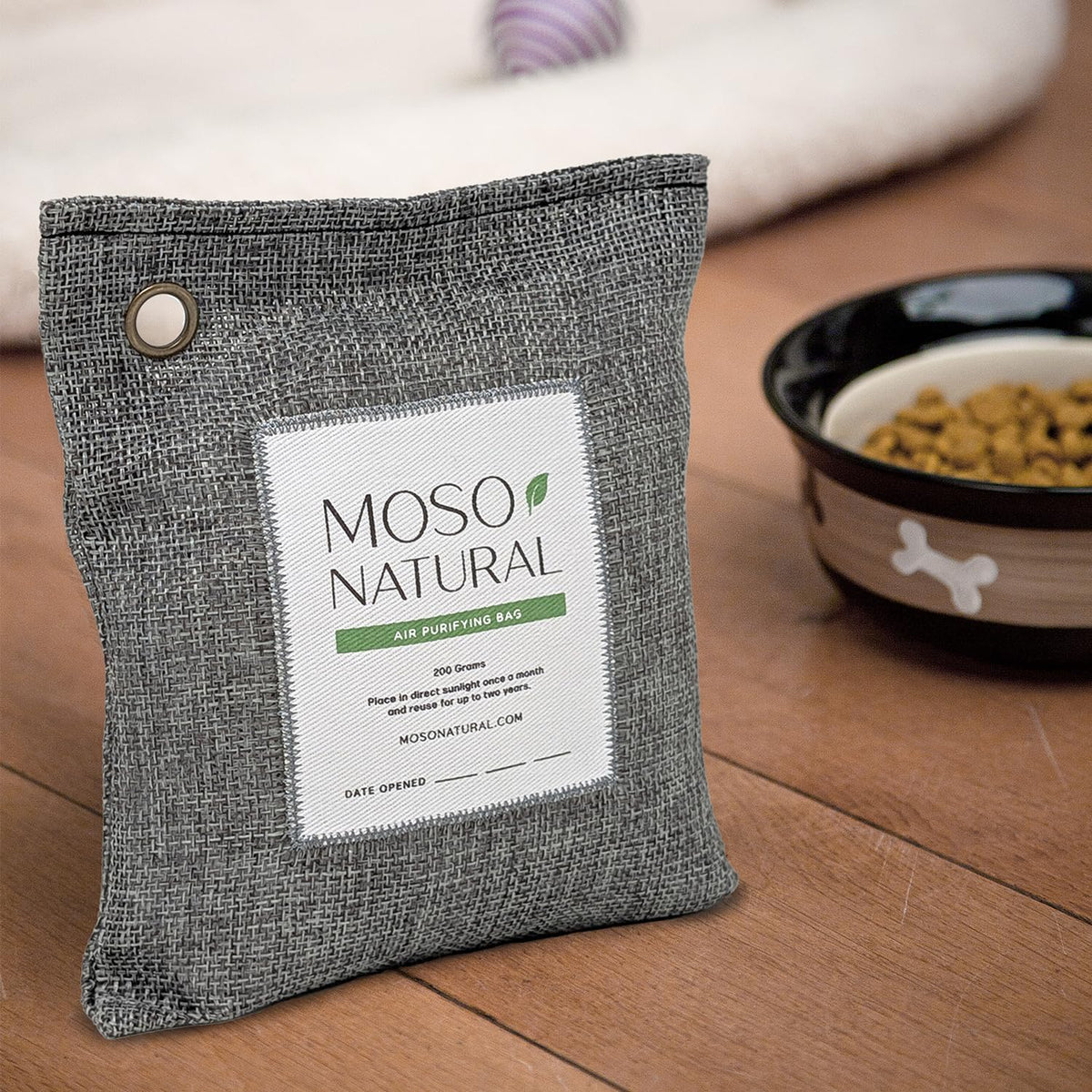 Moso Natural Air Purifying Bag 200g (5 Pack) Bamboo Charcoal Odor Absorber for Home & Car | Closet Odor Eliminator, Small Room Deodorizer & Car Air Freshener | Long Lasting Charcoal Bags Cover 90sqft