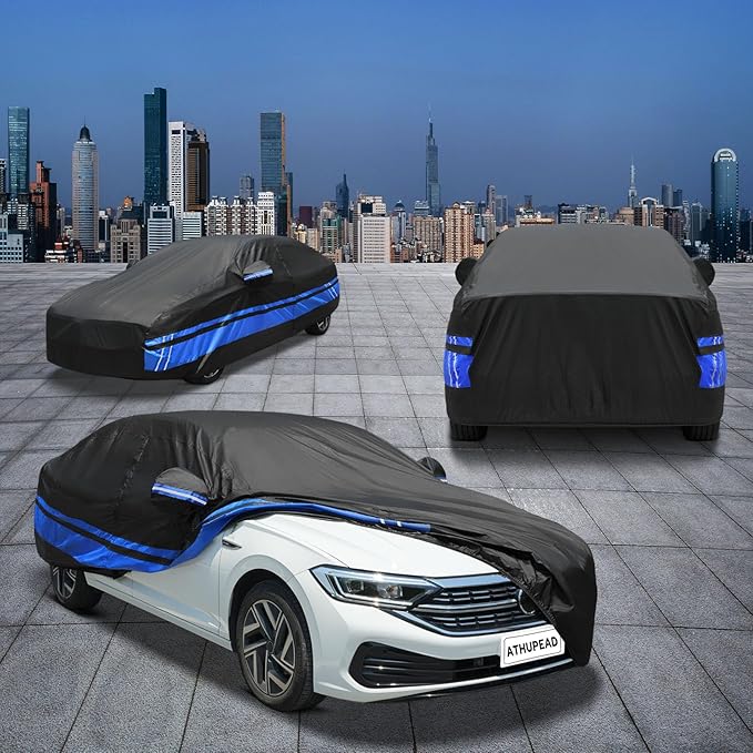 10-Layer Car Cover Waterproof All Weather for Automobiles, Universal Fit for BMW 4/5/6/7 Series, Ford Mustang, Mercedes E/S-Class, Toyota Camry, Sedan 186"-195" L, Size A5 (See Size Chart)