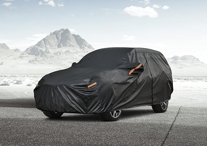 kayme 7 Layers Heavy Duty SUV Car Cover Waterproof All Weather, Full Exterior Cover Fit for Ford Explorer, Toyota Highlander, BMW X5, Mercedes GLE, etc. Universal Fit for SUV Jeep (191-200 inch)