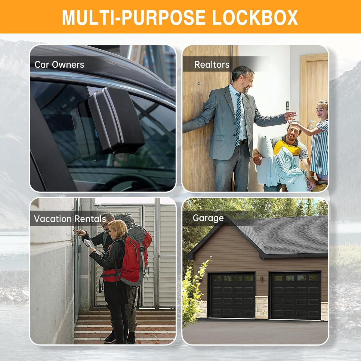 Car Window Lock Box for Turo, Car Key Lock Box, 4-Digit Combination Lockbox, Larger Capacity Security Key Hiders for Ride Share, Turo, GetAround(New Verison)