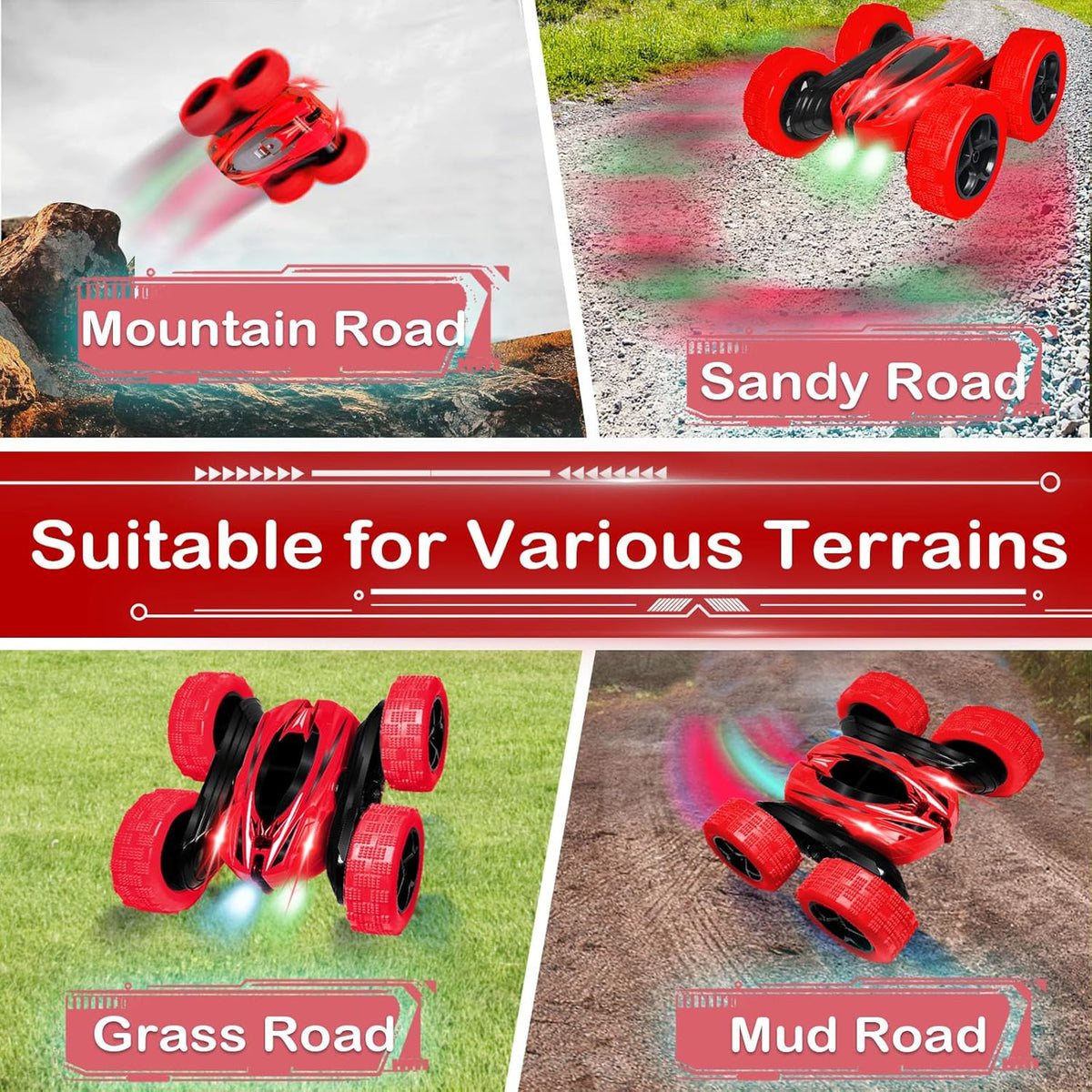 FREE TO FLY Rc Car Remote Control Toys: 4Wd Stunt Vehicle All Terrain Rechargeable Battery Race Cars for Kids Ages 4-8 Birthday for 6-8 8-12 Year Old Boy Girl