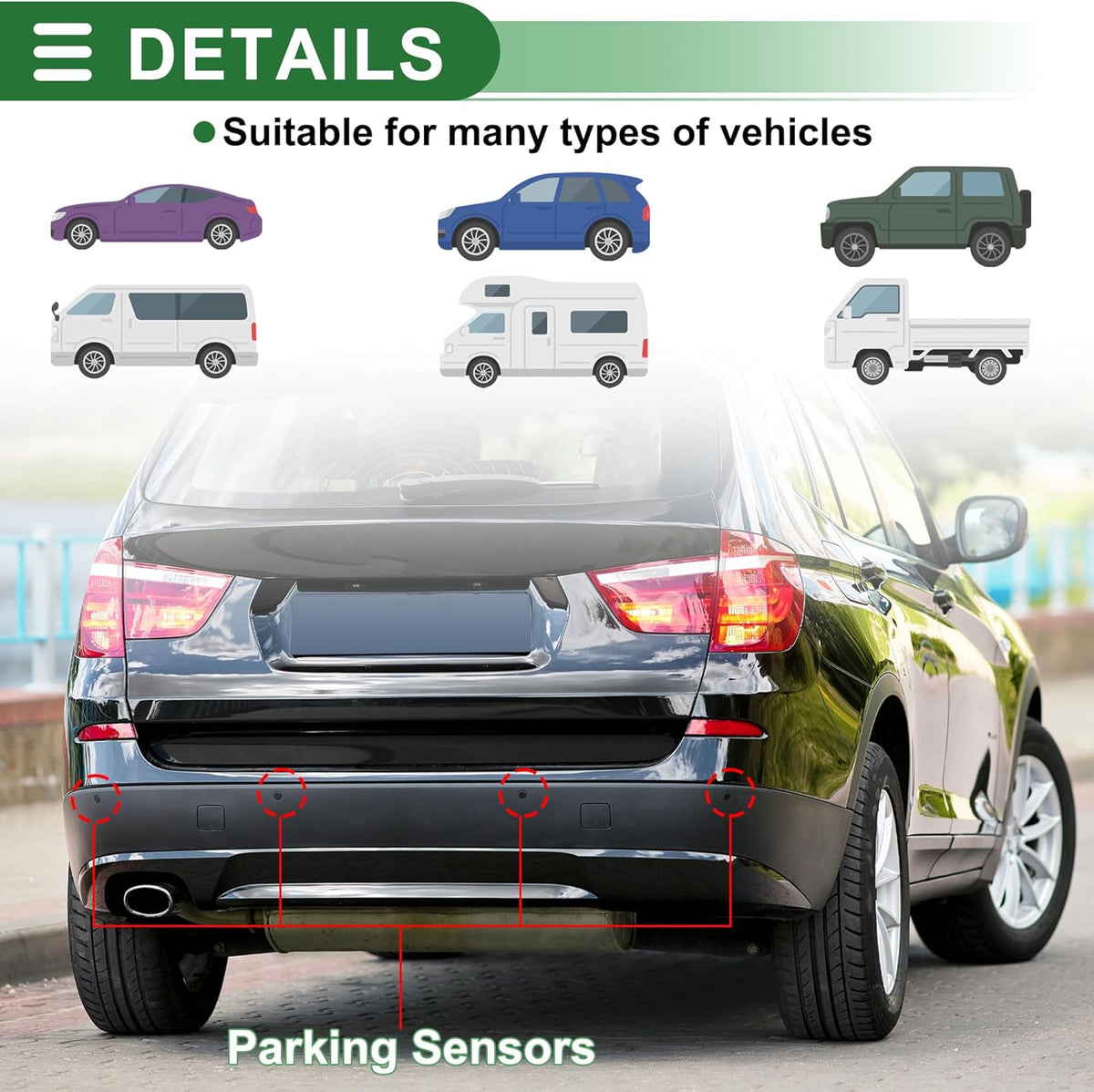 Motoforti Universal Car Auto Vehicle Reverse Backup Radar System Reverse Parking Sensors Alarm Buzzer Reminder Distance Detection Dark Blue 2Pcs Parking Sensors