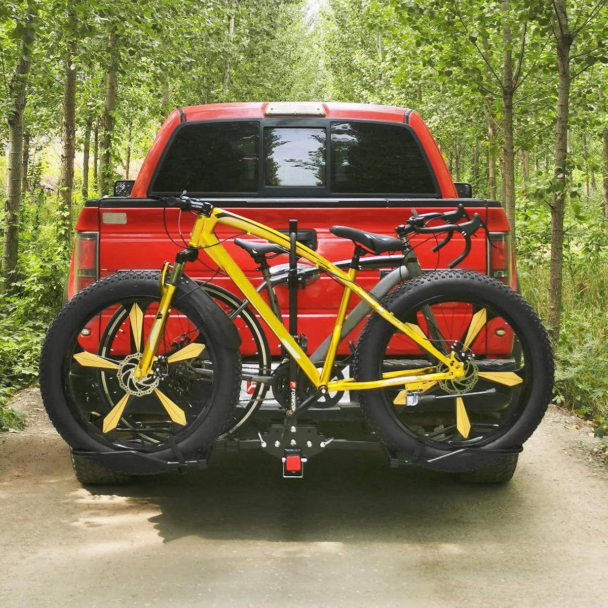 FORWODE 2" Hitch Mount Bike Rack Fits 2 X 80 lbs Bicycle, Platform Bike Rack for Car SUV Truck Standard, Foldable Wobble Free, Locking Hitch,Fat and Standard (A- Early Edition)