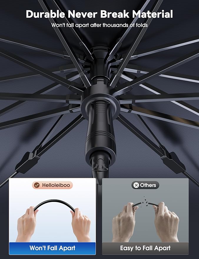 helloleiboo 𝟐𝟎𝟐5 𝑼𝑷𝑮𝑹𝑨𝑫𝑬 Car Windshield Sun Shade Umbrella, Colorful 360°Rotating Foldable Windshield Sun Shade Front Window Reflective Polyester Blocks Heat and Sun Sun Shade for Cars SUV