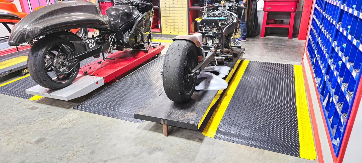 Rhino Mats, American Classic Diamond Anti-Fatigue Mats, Industrial Ergonomic Comfort Standing Mat for Work, Home, Garage, Office, Kitchen or Anywhere (Black/Yellow 9/16" Thick, 2 FT. x 16 FT.)