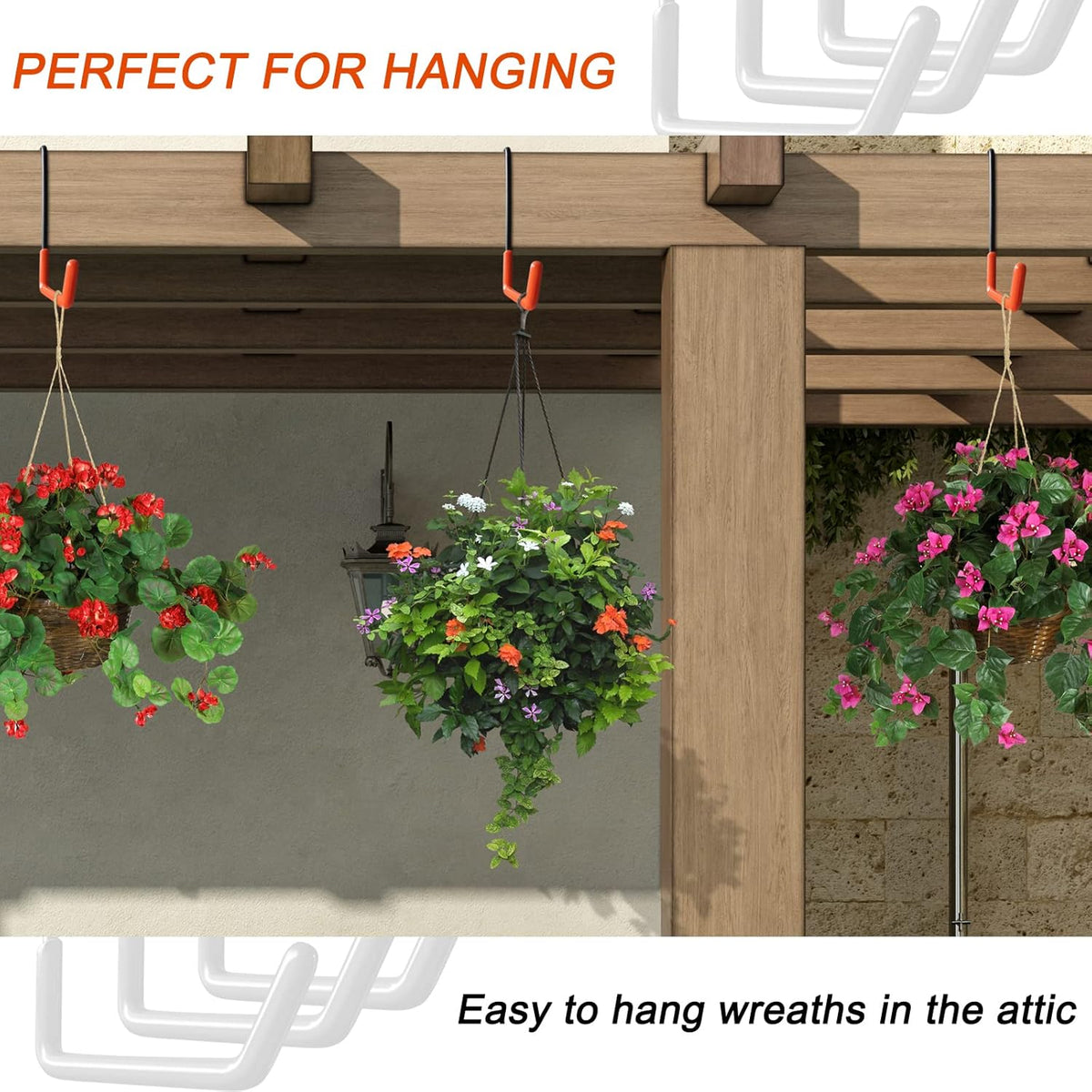 Rafter Hanger Large S Garage Hooks Bike Storage System Holder Organizer, with Non Slip Coating, for Organizing Hanging Basket, Ladders,Bicycle Wheel,Ropes and Bulk Items (6Pack, Orange)