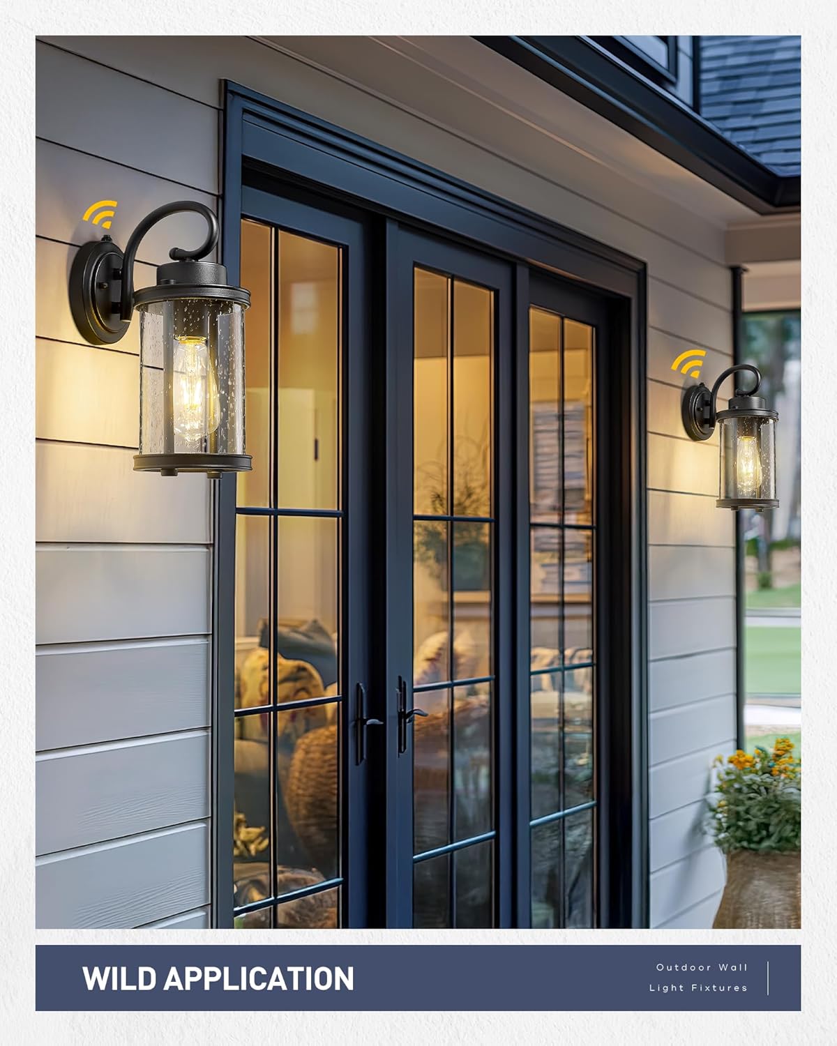 kudos Dusk to Dawn Outdoor Lighting, 12.5 inch Porch Lights Outdoor, Anti-Rust Waterproof Cylinder Wall Light for Patio, Garage, Black with Seeded Glass, KDOWL01-BK-LC