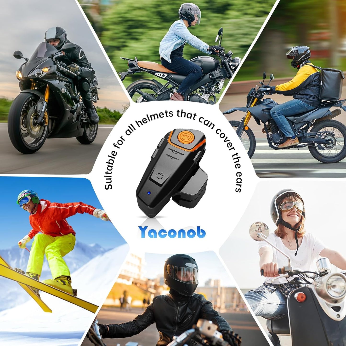 Helmet Bluetooth Headset Bt-S2ns, 1000m Helmet Communication System, Connect Up to 3 People 2 People Talk at The Same Timeļ¼1packļ¼