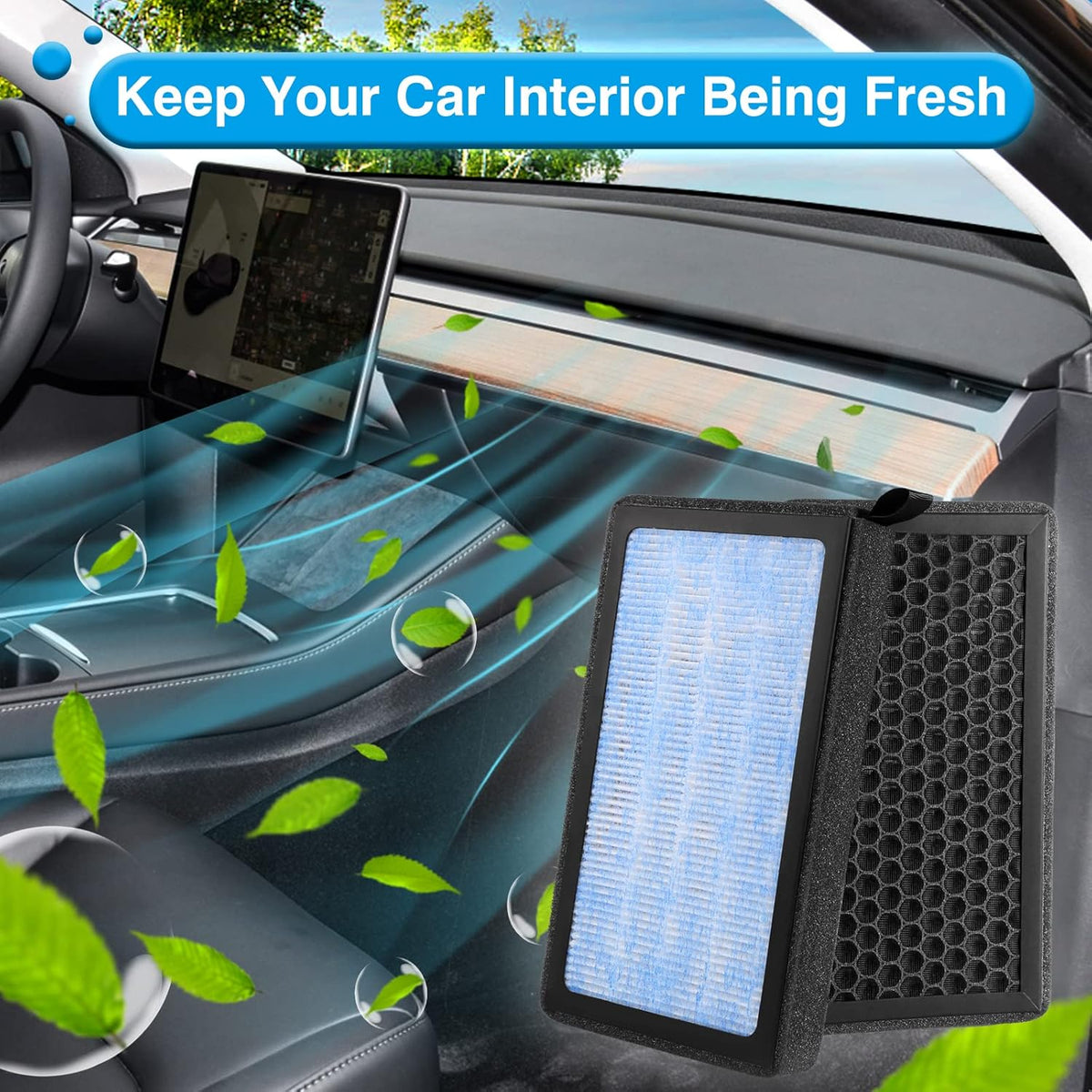 Tesla Model 3 Cabin Air Filter Model Y HEPA Air Intake Replacement 2 Pack with Activated Carbon Tesla Accessories, 2016-2025