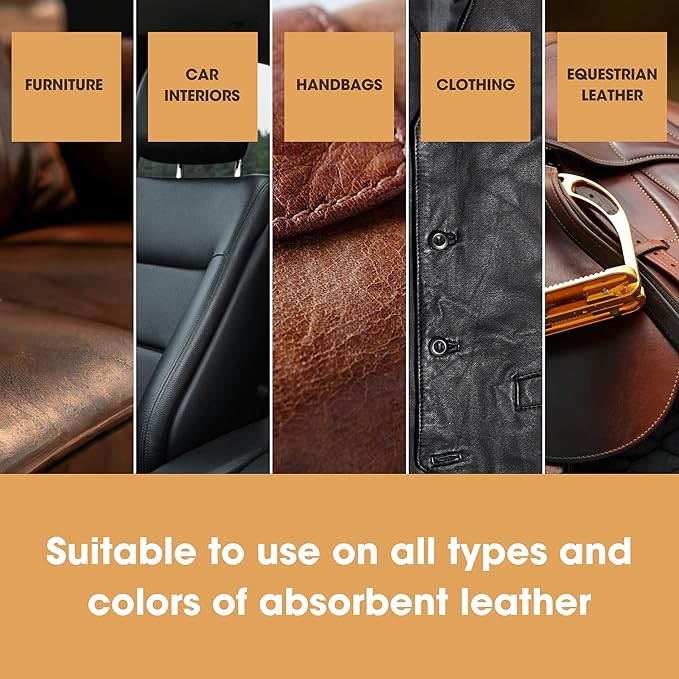 Furniture Clinic Leather Easy Restoration Kit | with Leather Recoloring Balm, Cleaner, Sponge, and Cloth | Leather Repair Kit for Scratched and Faded Furniture (Tan)