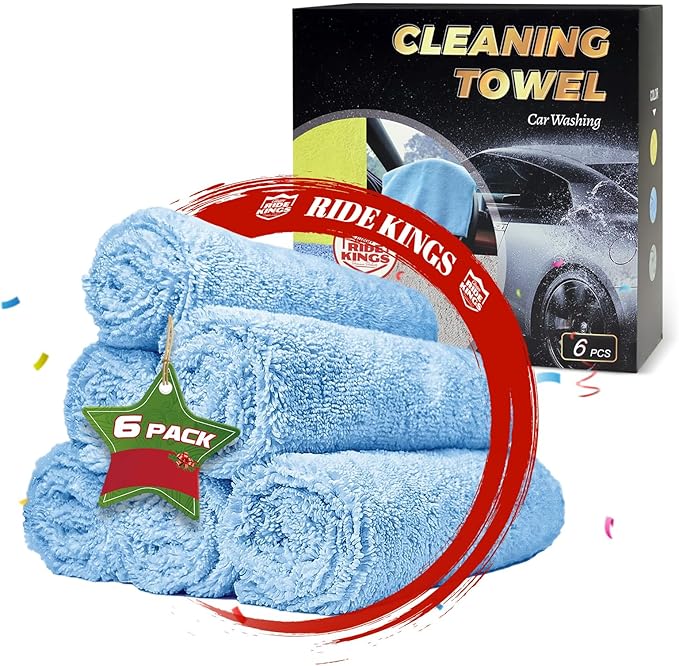 Microfiber Wash,Car Drying Towel, Extra Soft,Reusable and Durable,Absorbent, Car Drying Towel Lint-Free,Interior Microfiber Rags 16in x 16in-6 Packs Blue