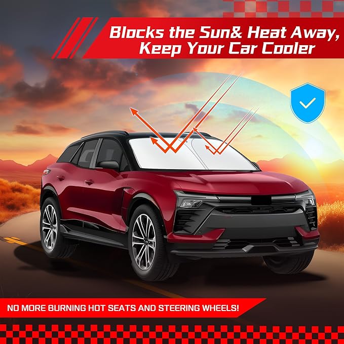 ARISMOTOR Windshield Sun Shade for Chevrolet Chevy Blazer EV 2024-2025 2026, Custom Fit Foldable Front Window Sunshade Sun Visor Protector, Block UV Rays Keep Your Car Cooler