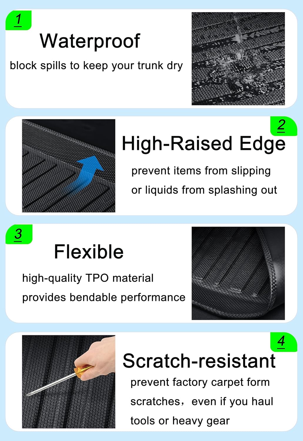 CRV Cargo Liner - Compatible with 2017-2022 Honda CR-V Lower Deck,Not for Subwoofer/Touring/Hybrid Models,All-Weather 3D Waterproof Rear Trunk Tray Floor Mat Custom Fit TPO Accessories
