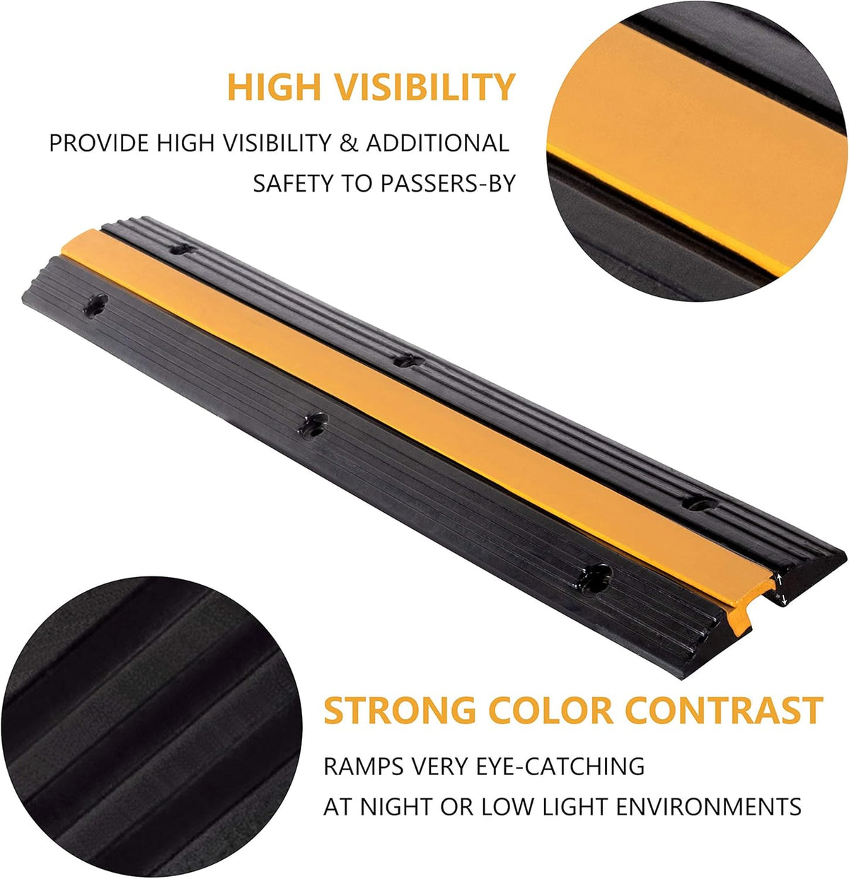 5 Pack Rubber Cable Ramp Hose Cable Protector Ramp 1 Channel 11000Lbs Load Capacity Traffic Speed Bump Wires Power Lines Extension Cord Cover for Indoor Outdoor