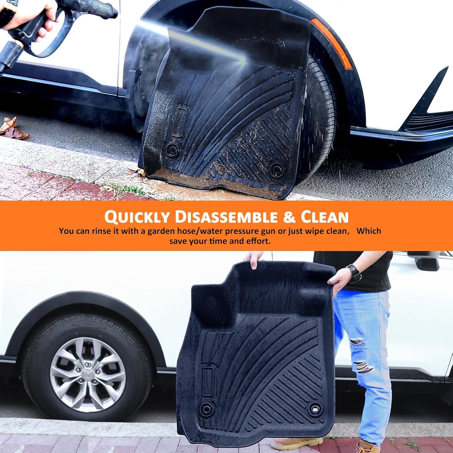 Binmotor-Floor Mats & Cargo Liner for Nissan Murano 2025, 1st & 2nd Row Full Set, TPE Rubber Waterproof Car Mats All Weather Heavy Duty Car Floor Liners-Black for Nissan Murano Accessories
