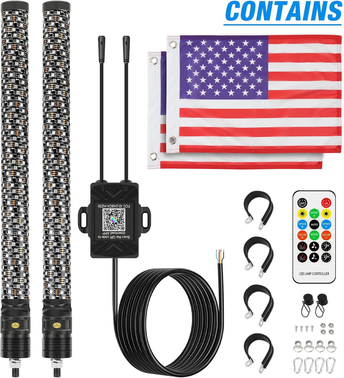 DREAMIZER 2PCS 3FT RGB Whip Lights for UTV ATV Brighter Spiral Chasing Lighted Antenna Whip for Side by Side with APP and Remote Control for Jeep Off-Road RZR Polaris Truck Car 4X4 Sand Buggy Dune