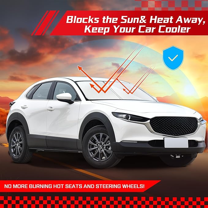 ARISMOTOR Windshield Sun Shade for Mazda CX-30 2019-2025 2026, Custom Fit Foldable Front Window Sunshade Sun Visor Protector, Block UV Rays Keep Your Car Cooler