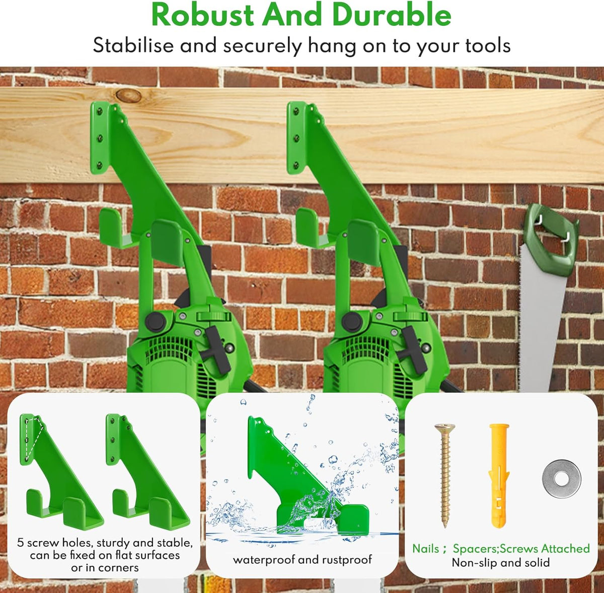 Chainsaw Hanger,1pcs Ideal for Adult Garage Tool Organizer. This Chainsaw Accessory Rust Proof Alloy Steel Construction with Powder Coating, Perfect Wall Mount Solution for Your Chainsaw.(green)