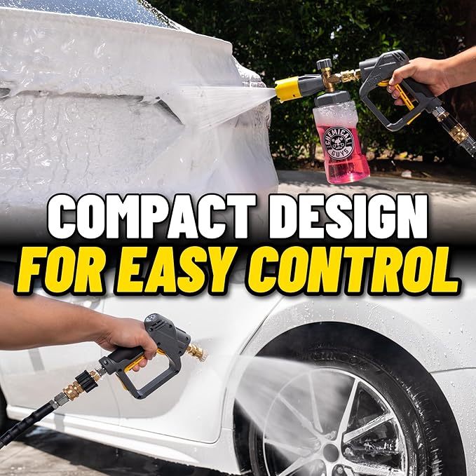 Chemical Guys EQP402 Snubby Pressure Washer Gun, Foam Cannon Attachment, For Gas & Electric Pressure Washers