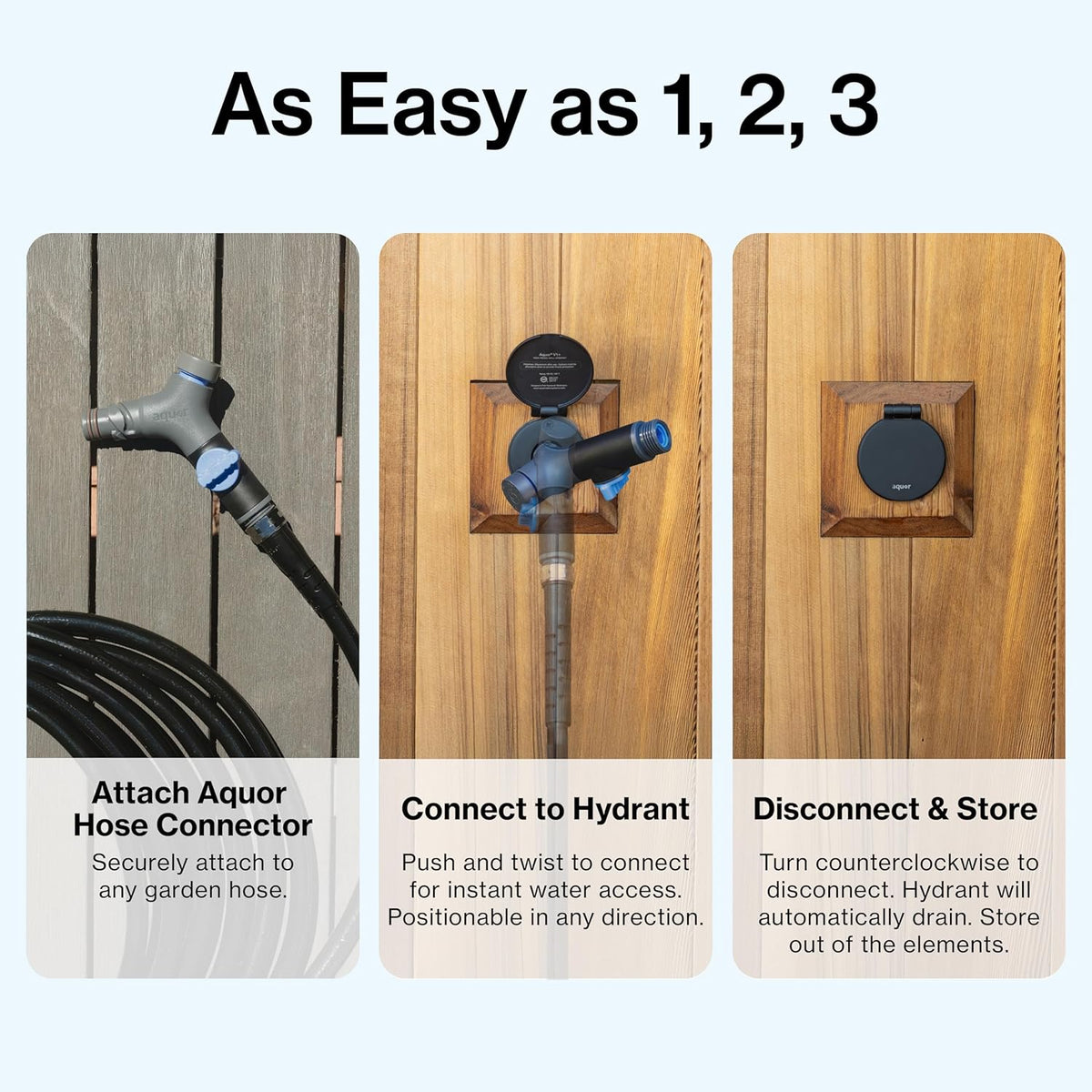 Aquor Comfort Grip VB Hose Connector – Garden Hose Connector with Built-In Vacuum Breaker & Ball Valve, Backflow Prevention, Ergonomic Non-Slip Grip – Slate Gray, Compatible with Aquor Hydrants