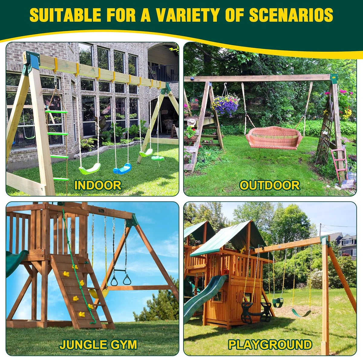 BETOOLL A-Frame 1pcs Brackets Swing Set Bracket for Heavy Duty Swing Set β Includes Mounting Hardware, Ideal for Indoor and Outdoor Playgrounds (1 Brackets-Green)
