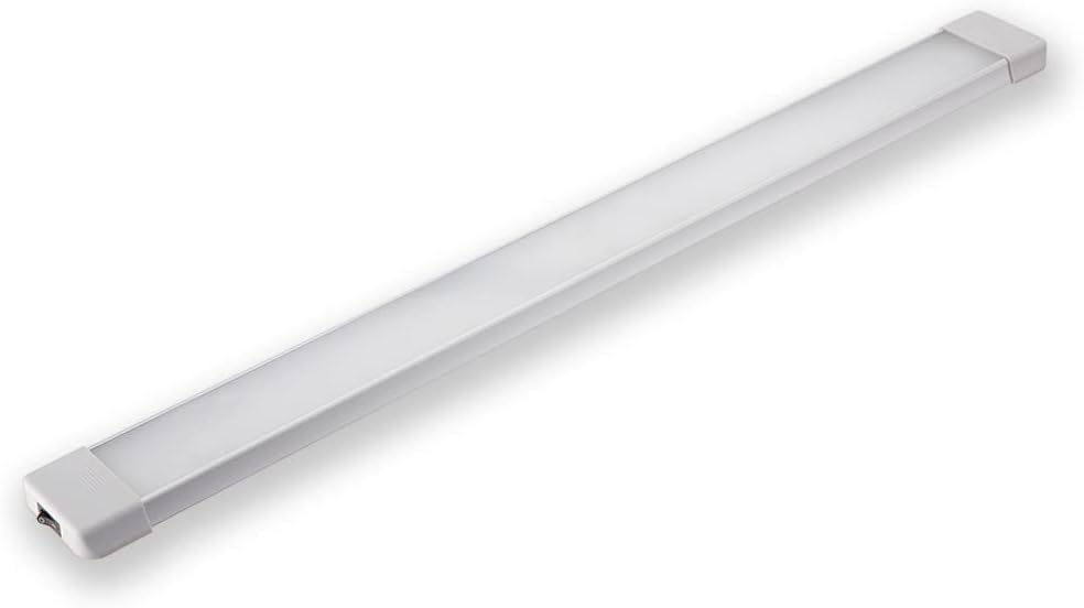 LED Interior Utility Light Fixture 26.4" x 2.6", High Lumen-Output Low Current Draw Energy Efficient, Frosted Lens 6000K Cool-White Even Diffused Beam, On/Off Rocker Switch 12V-24V DC, 1-Pack