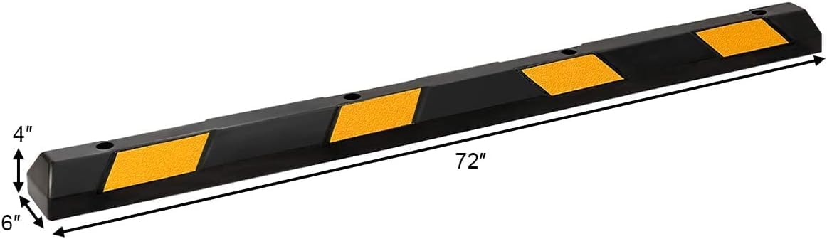 Goplus Parking Block, 72” Rubber Parking Bumpers with 8 High Reflective Yellow Safety Stripes, Heavy Duty Parking Target, Garage Wheel Stoppers Parking Curb for Car, Truck, RV and Trailer (8 Pack)