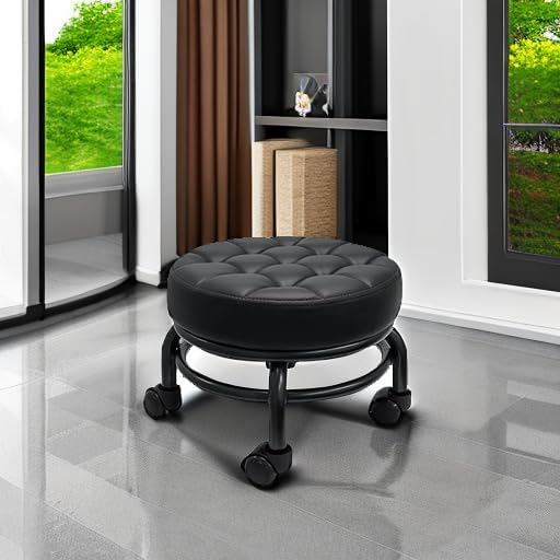 A&A Rolling/Scoot Stool | Comfortable | Heavy-Duty/Sturdy | 360 Degree Rotating | Low to Ground Acubest (1)