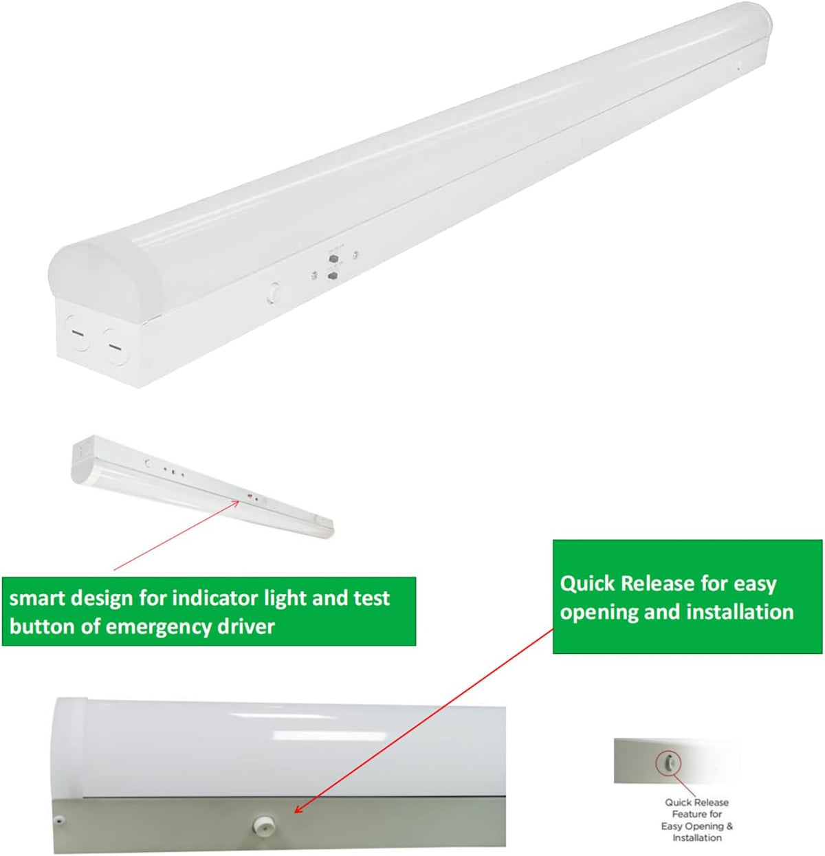 8FT LED Linear Strip Light Fixture, 8 Foot LED Shop Lights 64/75/90W 35/40/5000K CCT Selectable,Surface Mount and Hanging Ceiling Lighting Fixture for Garage, Warehouse, Workshop, Supermarket (4)