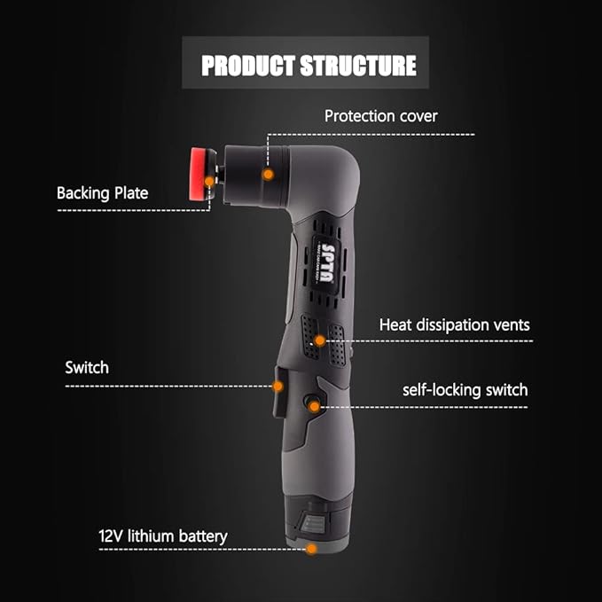 SPTA Cordless Mini Polisher, 12V Cordless Multi Polisher, Micro Cordless Scratches Killer Car Polisher RO/DA Mini Auto Machine Sets With Polishing Pad And Wool Pads for polishing, Sanding and Cleaning