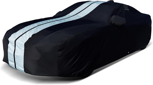 iCarCover Custom SUV Cover for Pontiac Trans AM (1991-1997) Waterproof All-Weather Rain Snow UV Sun Protector Full Exterior Indoor Outdoor Car Cover (Stripe - Black/Gray)