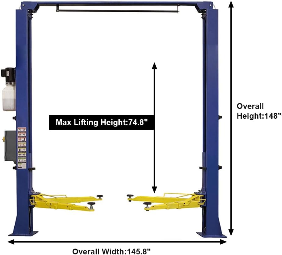 Car Lift 9,000lbs 2 Post Auto Lift Overhead Auto Truck Hoist for Home Garage, 220V