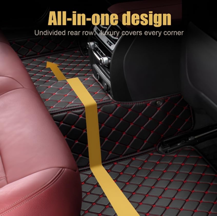 Add Personal Touch to Your Vehicle with IMEISH Customizable Logo Text Car Mats for 99% of vehiclesPads Protection Non-Slip Leather Floor Liners (Red Rice)